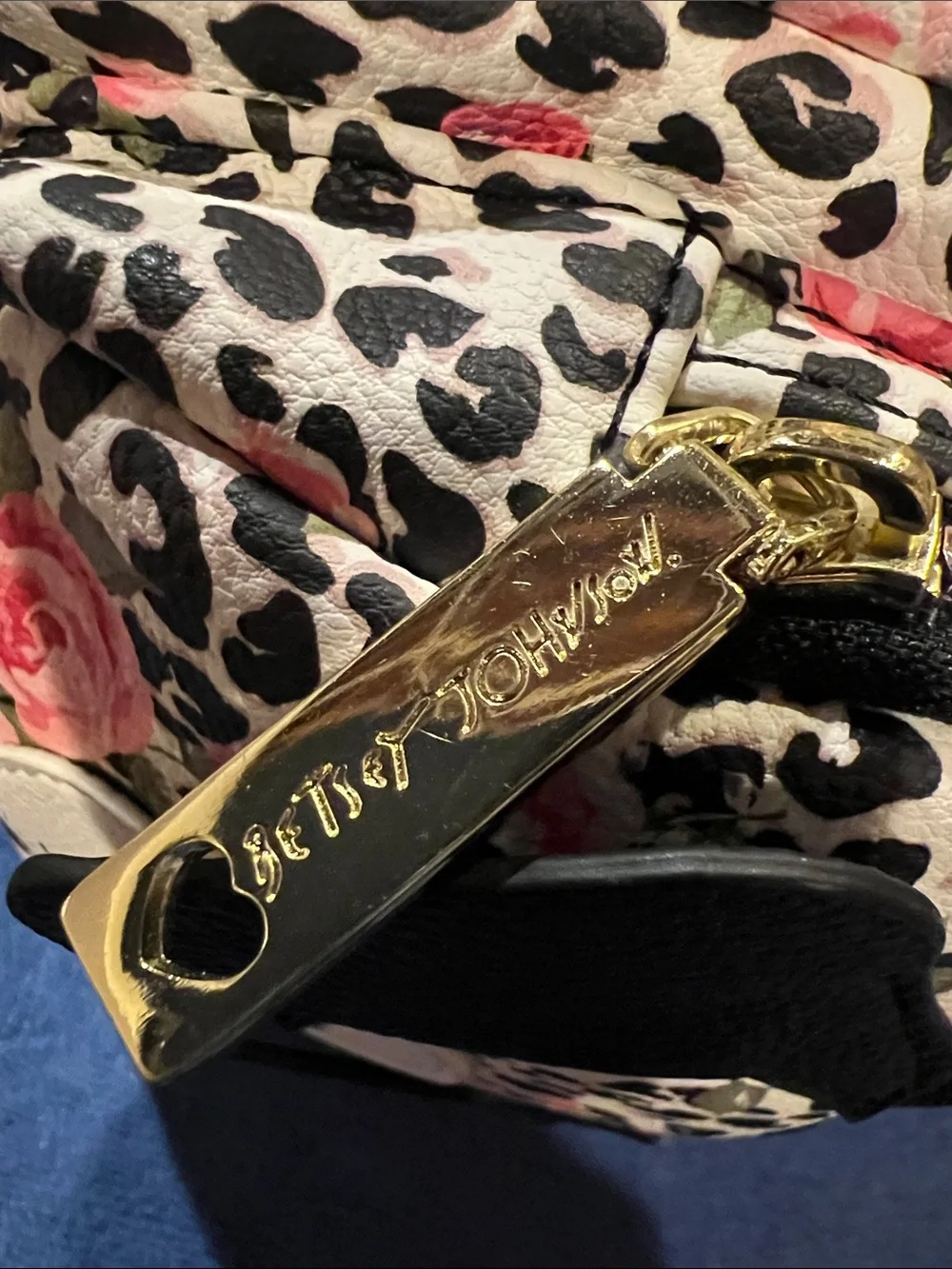 Betsey Johnson Floral Leopard Print Puppy Mini Backpack